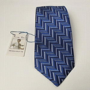 Burma Bibas Seven Fold 100% Navy Blue Silk Tie